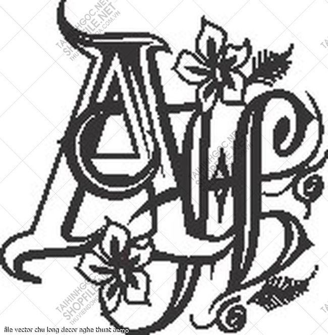 file vector chu long decor nghe thuat 